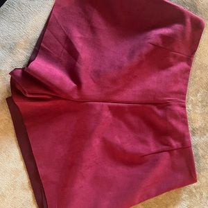 Crimson Suede shorts with flap front